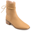 Journee Collection Women's Vannder Stacked Heel Ankle Tie Booties In Brown