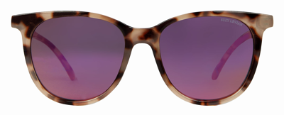 Suzy Levian Women's Beige Tortoise Square Pink Mirrored Lens Sunglasses In Purple