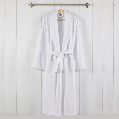 Modern Threads 100-percent Usa Cotton Classic Bathrobe With Shawl Collar In White