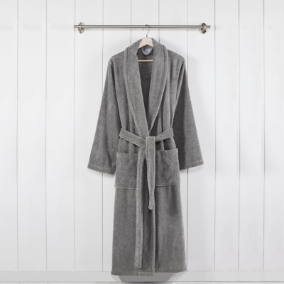 Modern Threads 100-percent Usa Cotton Classic Bathrobe With Shawl Collar In Grey