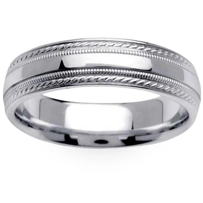 Pompeii3 6mm Mens Wedding Band 10k White Gold In Silver