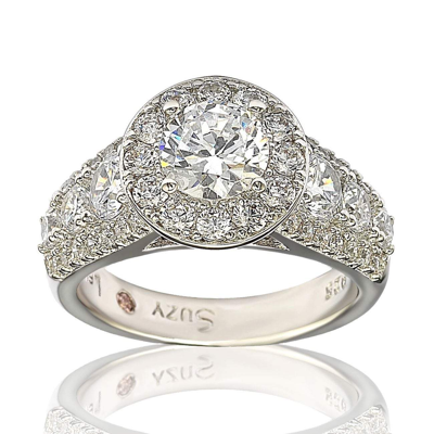 Suzy Levian Bridal Sterling Silver White Cubic Zirconia Engagement Ring