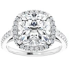 Pompeii3 3 1/2 Ct Cushion Moissanite & Lab Diamond Engagement Halo Ring 10k White Gold In Silver
