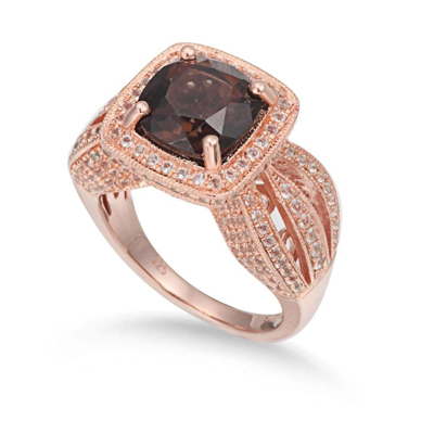 Suzy Levian Sterling Silver 4.5 Cttw Smoky Quartz Ring In Brown