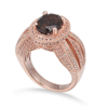 Suzy Levian Rosed Silver 4.00 Ct. Tw. Gemstone Statement Ring In Brown
