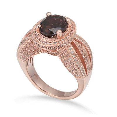 Suzy Levian Rosed Silver 4.00 Ct. Tw. Gemstone Statement Ring In Gold