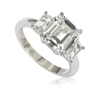 Suzy Levian Sterling Silver Emerald Cut 3.50cttw Cubic Zirconia 3-stone Engagement Ring In White