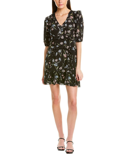 NICOLE MILLER TOSSED TULIP V-NECK SILK-BLEND MINI DRESS