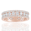 Suzy Levian Rose Sterling Silver Cubic Zirconia White Three Row Modern Eternity Band In Pink