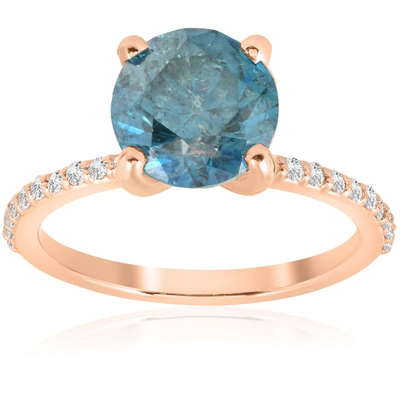 Pompeii3 3 1/5ct Blue Diamond Engagement Ring 14k Rose Gold