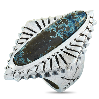 King Baby Concho Silver And Spotted Turquoise Ring In White