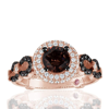 Suzy Levian Bridal Sterling Silver Brown And White Cubic Zirconia Engagement Ring