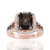 SUZY LEVIAN ROSE STERLING SILVER BROWN CHOCOLATE AND WHITE CUBIC ZIRCONIA ENGAGEMENT RING