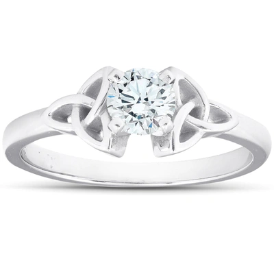 Pompeii3 5/8 Ct Diamond Solitaire Celtic Engagement Ring 14k White Gold