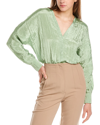 Vince Crushed Satin Long Sleeve Blouse In Pink