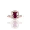 Suzy Levian Rose Sterling Silver Elongated Cushion Cut Created Ruby Engagement Ring In Red
