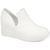 Journee Collection Collection Women's Cardi Wide Width Sneaker Wedge In White