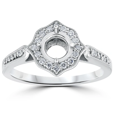 Pompeii3 1/5ct Vintage Halo Diamond Engagement Ring Setting 14k White Gold With Milgrain In Silver