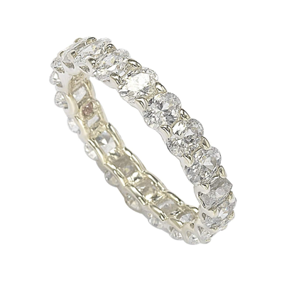 Suzy Levian Sterling Silver Oval U-shape Cubic Zirconia Eternity Band In White