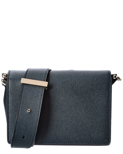 Valextra Swing Small Leather Shoulder Bag In Blue