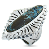 KING BABY CONCHO SILVER AND SPOTTED TURQUOISE RING