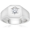Pompeii3 Mens 1/6ct Diamond Solitaire High Polished Wedding Ring 10k White Gold In White