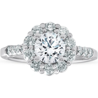 Pompeii3 2 3/4 Ct Round Diamond Halo Engagement Ring 14k White Gold In Silver