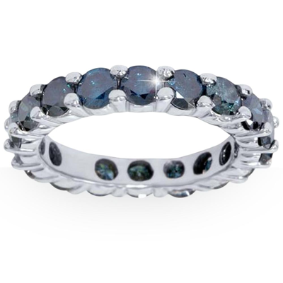 Pompeii3 3ct Blue Diamond Eternity Ring 14k White Gold In Multi