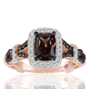 Suzy Levian Rose Sterling Silver Brown And White Cubic Zirconia Engagement Ring