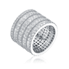 Genevive Sterling Silver Rhodium-plated With Diamond Cubic Zirconia 5-row Stacked Column Gl In Silver
