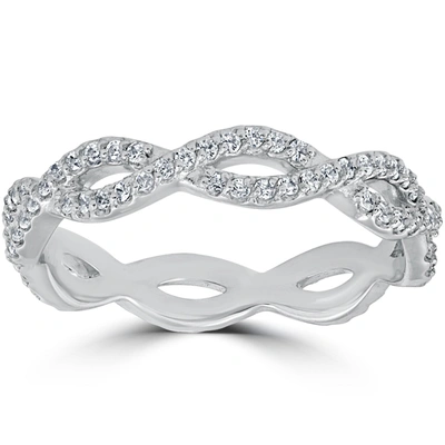 Pompeii3 3/8 Cttw Diamond Infinity Eternity Wedding Ring Stackable Band 14k White Gold