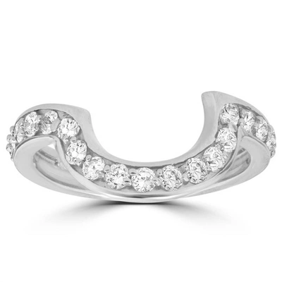 Pompeii3 1/2 Cttw 14k White Gold Diamond Curved Contour Band For Forever Us 2 Stone Ring In Silver