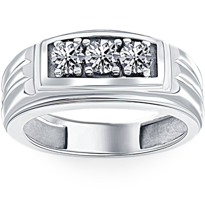 Pompeii3 3/4ct Diamond Mens 14k White Gold Wedding Ring In Silver