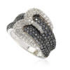 Suzy Levian Sterling Silver Blue & White Sapphire & Diamond Accent Buckle Ring In Blue
