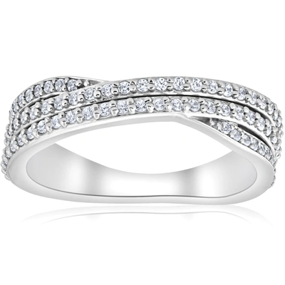 Pompeii3 3/4ct Diamond Multi Row Wide Right Hand Ring 10k White Or Yellow Gold