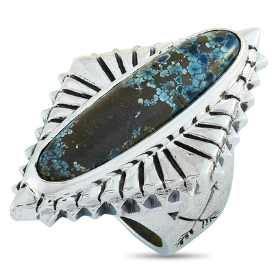 King Baby Concho Silver And Spotted Turquoise Ring In Multi