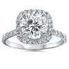 Pompeii3 Platinum 1 Ct Diamond Engagement Ring Cushion Halo Ring In Silver