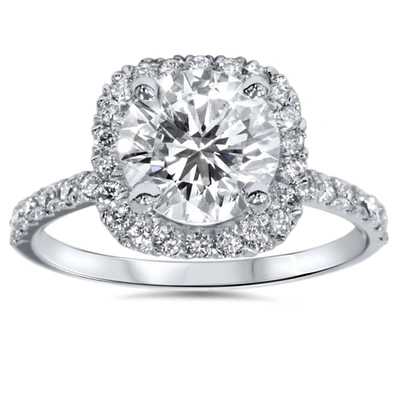 Pompeii3 Platinum 1 Ct Diamond Engagement Ring Cushion Halo Ring In Silver