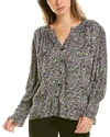Garrie B Moss Crepe Top In Purple