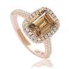 Suzy Levian Bridal Brown Cubic Zirconia With Halo Rose Sterling Silver Ring