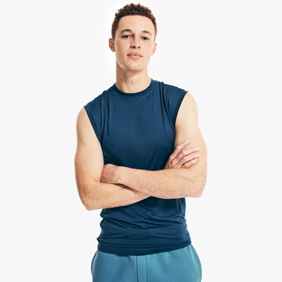 Nautica Mens Solid Muscle Tank In Blue