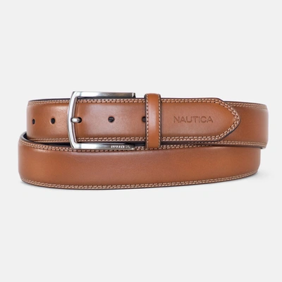 Nautica Mens Double-stitch Belt In Beige