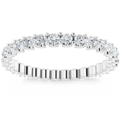 Pompeii3 3/4ct Diamond Eternity Ring 14k White Gold U Prong In Silver