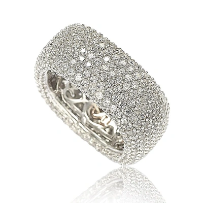 Suzy Levian Sterling Silver Cubic Zirconia Square Pave Eternity Ring In White