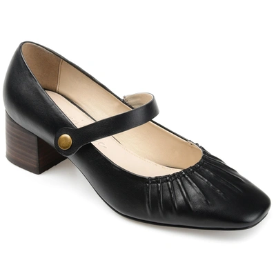 Journee Signature Signature Women's Genuine Leather Tru Comfort Foam Ellsy Pump In Black