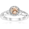 Pompeii3 5/8cttw Morganite & Diamond Vintage Halo Engagement Ring 14k White Gold In Silver