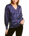Garrie B Satin V-neck Blouse In Purple