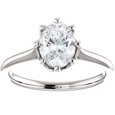 Pompeii3 1 Ct Oval Diamond 8-prong Solitaire Engagement Ring 14k White Gold In Silver