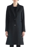 Sofia Cashmere Shawl Collar Wool Blend Coat In Black