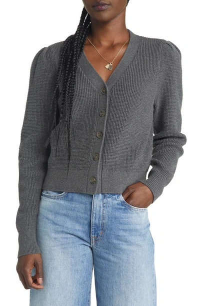 Treasure & Bond Thermal Knit Cotton Cardigan In Grey Medium Charcoal Heather